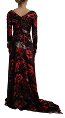 Dolce & Gabbana Black Floral Roses A-Line Sheath Gown Dress -   -  Dolce & Gabbana.