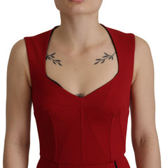 Dolce & Gabbana Red Sweetheart Neck Bodycon Midi Dress -   -  Dolce & Gabbana.