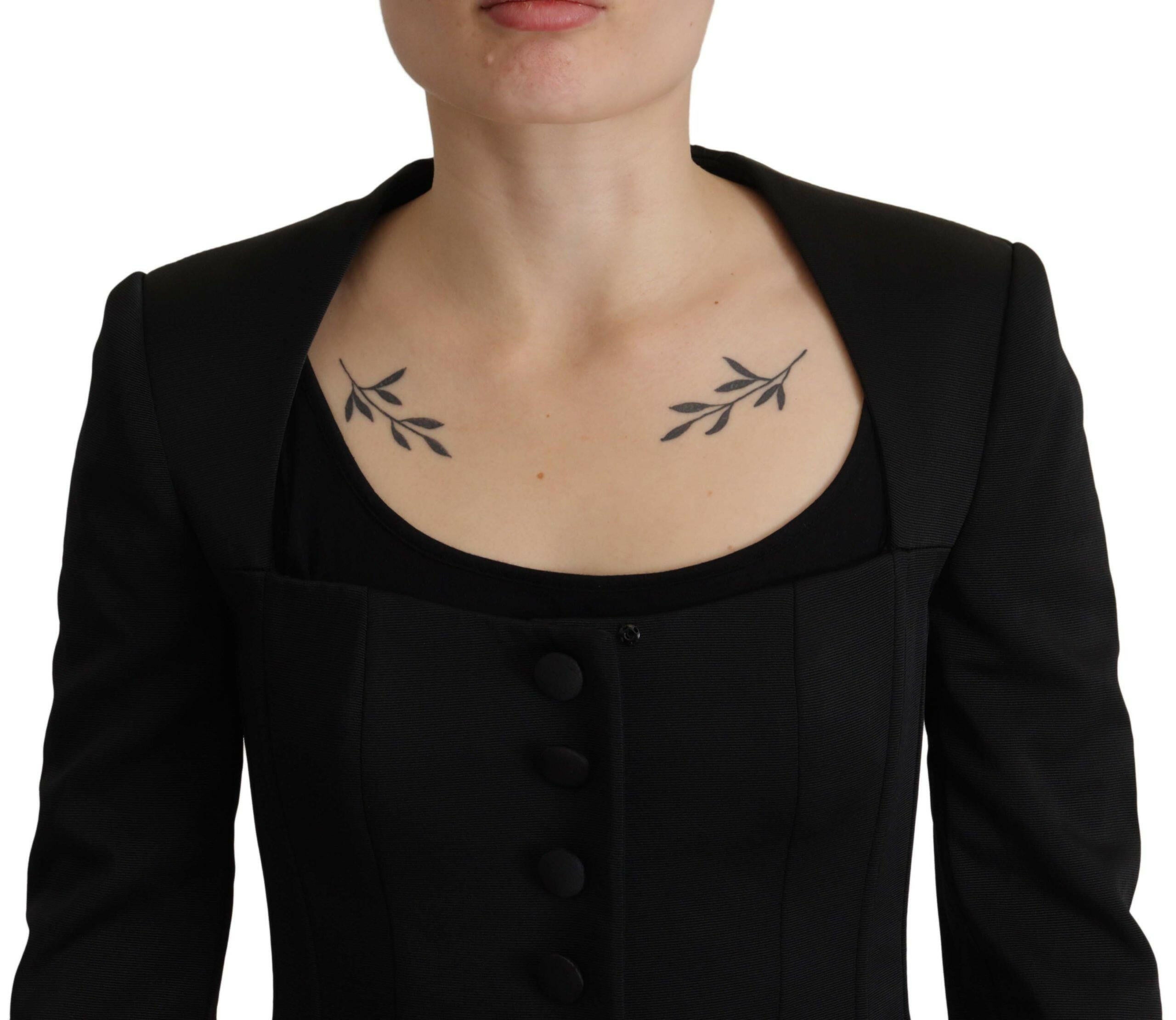 Dolce & Gabbana Black Slim Fit Long Sleeves Snap Jacket -   -  Dolce & Gabbana. Dolce & Gabbana Black Slim Fit Long Sleeves Snap Jacket -   -  Dolce & Gabbana.