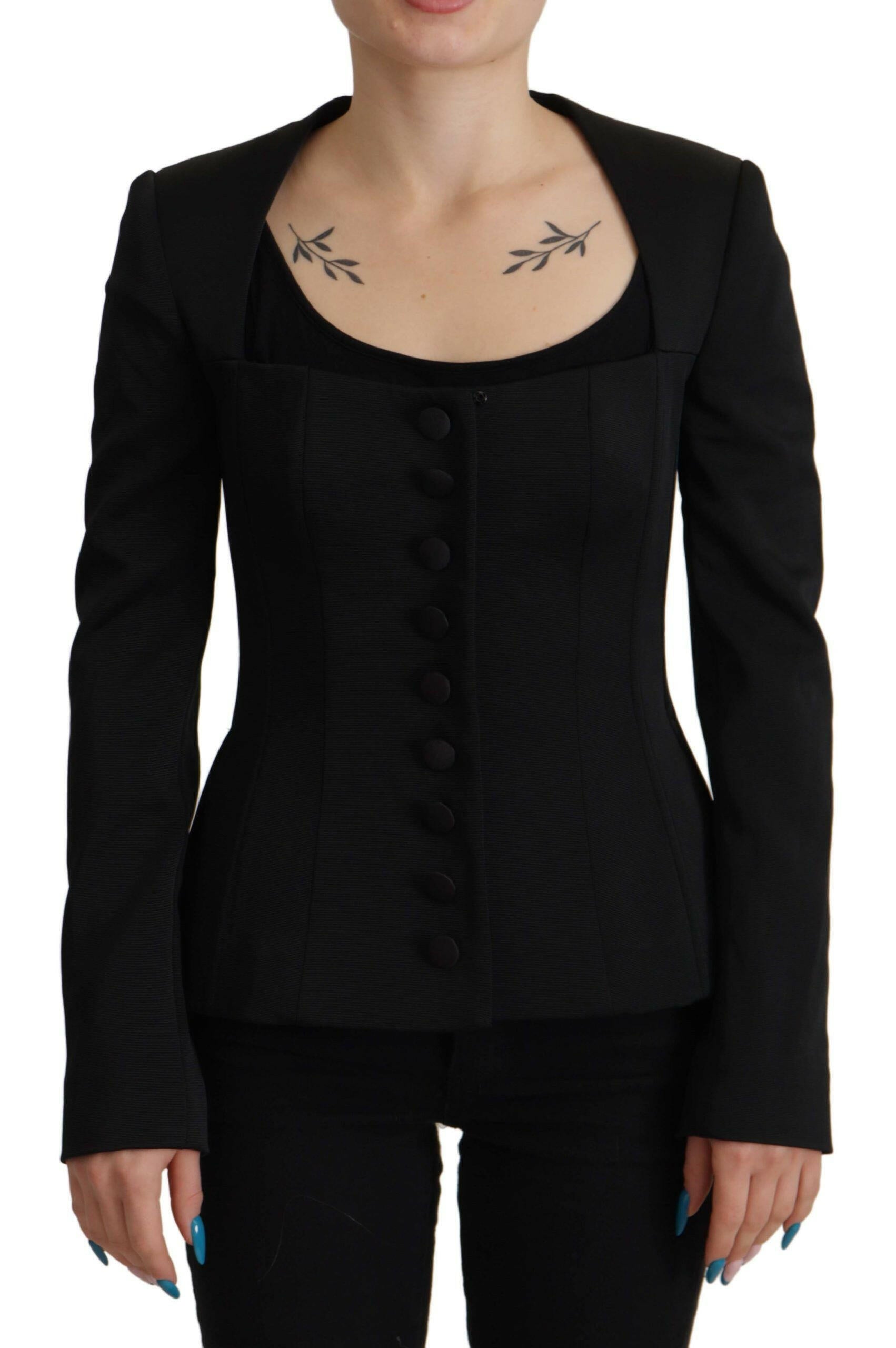 Dolce & Gabbana Black Slim Fit Long Sleeves Snap Jacket -   -  Dolce & Gabbana.