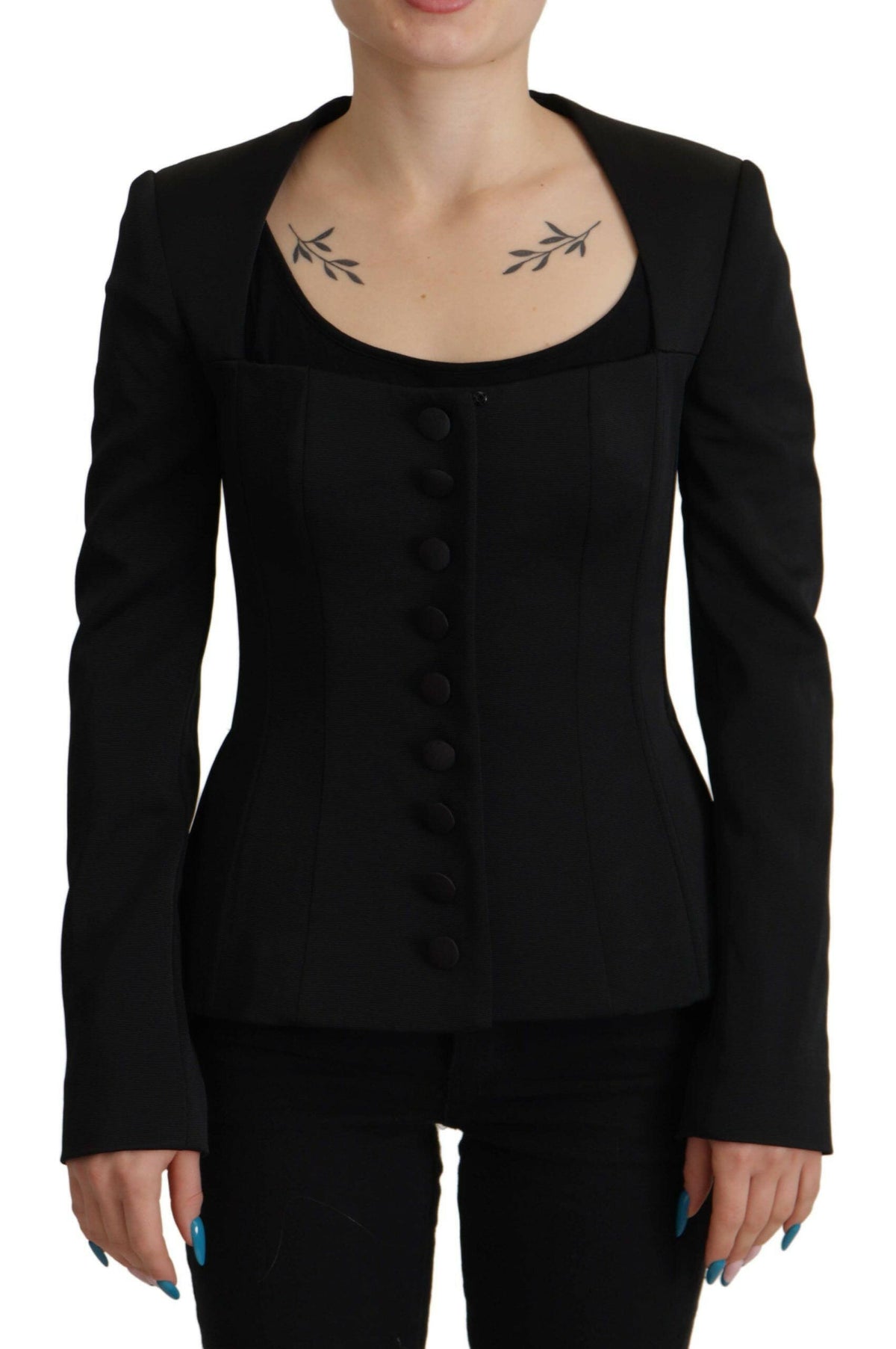 Dolce & Gabbana Black Slim Fit Long Sleeves Snap Jacket -   -  Dolce & Gabbana.