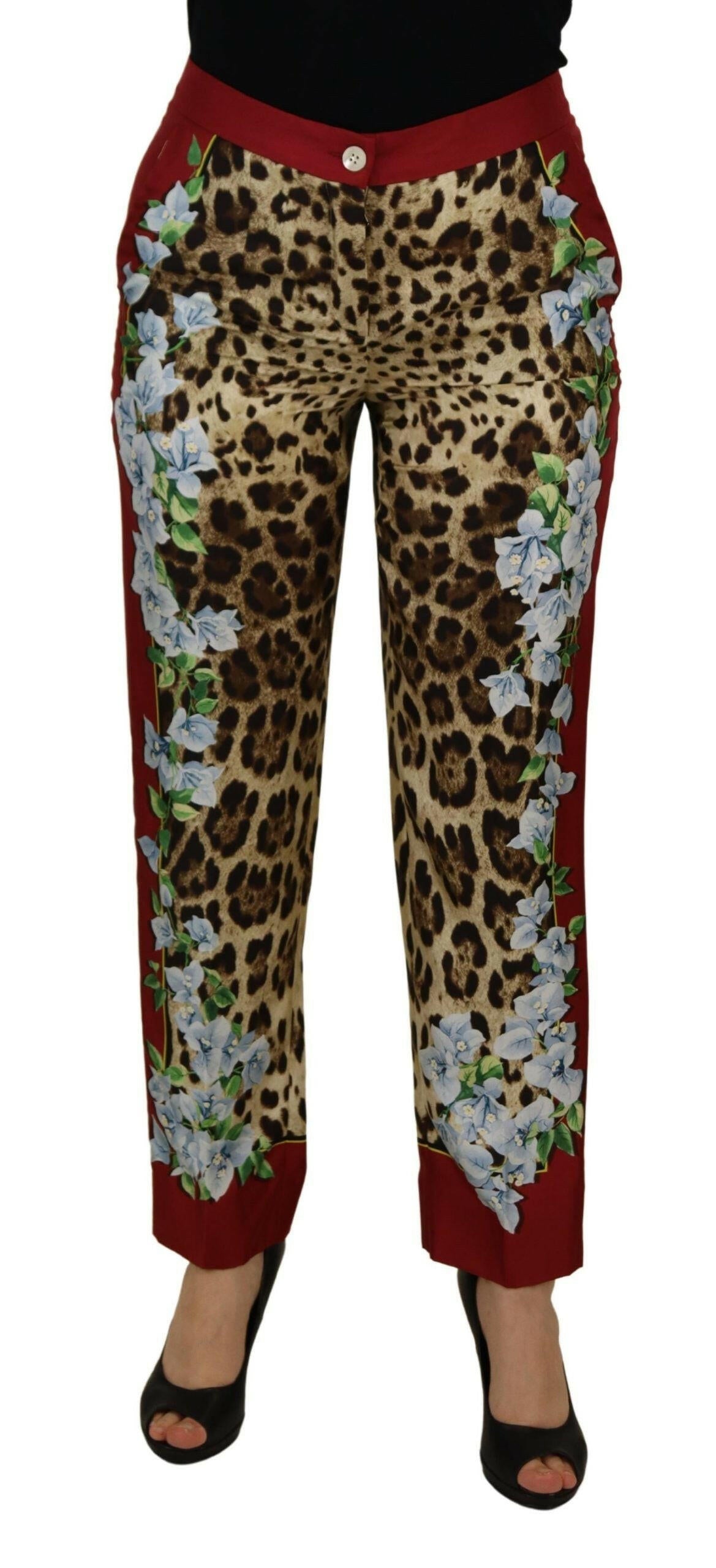 Dolce & Gabbana Multicolor Leopard Flora Printed Mid Waist Trouser Pants -   -  Dolce & Gabbana.