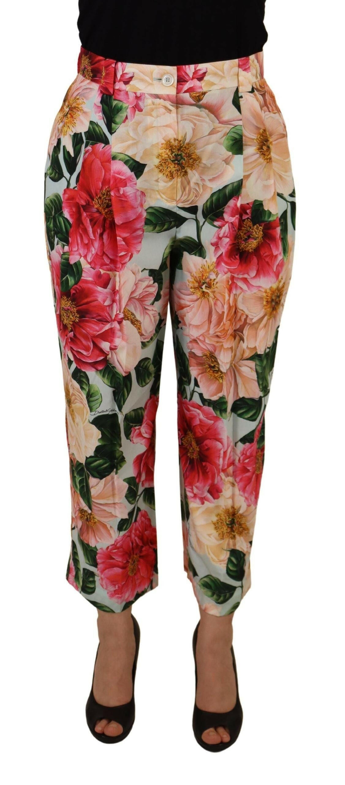 Dolce & Gabbana Multicolor Flora Printed High Waist Cropped Trouser Pants -   -  Dolce & Gabbana.