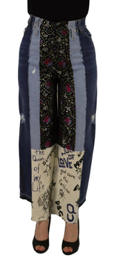 Dolce & Gabbana Multicolor Patchwork DG Fashion Wide Leg Denim Pant -   -  Dolce & Gabbana.