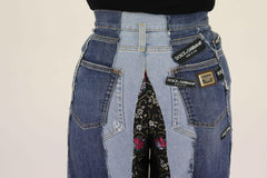Dolce & Gabbana Multicolor Patchwork DG Fashion Wide Leg Denim Pant -   -  Dolce & Gabbana.