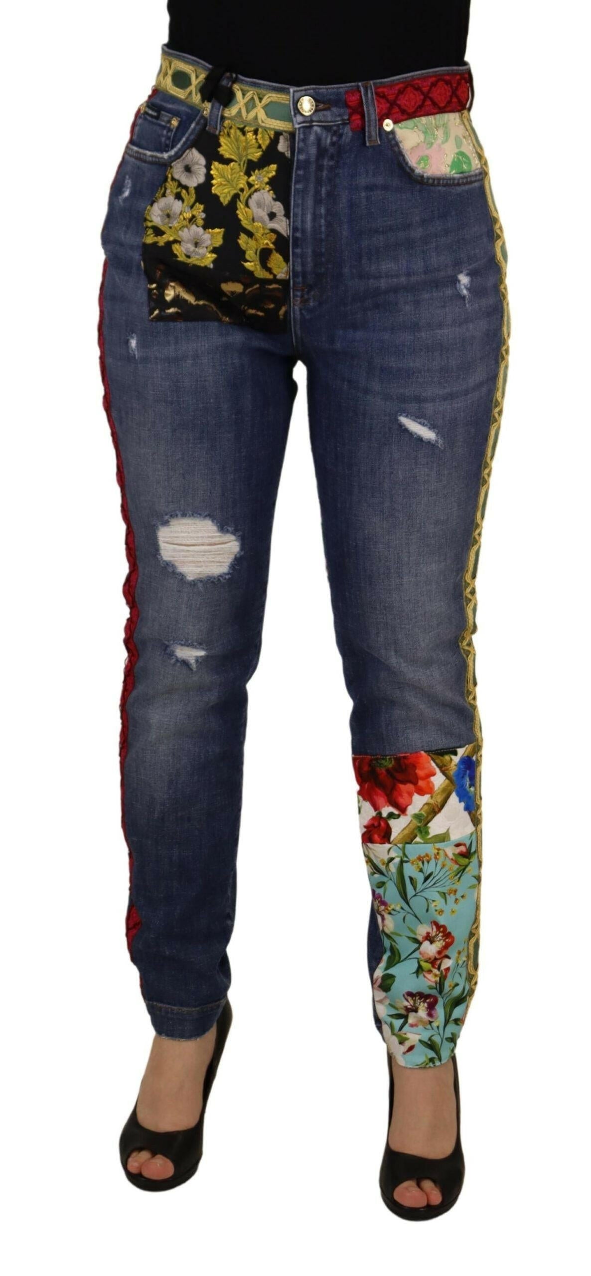 Dolce & Gabbana Blue Patchwork High Waist Denim Jeans -   -  Dolce & Gabbana.
