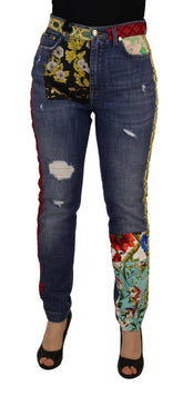 Dolce & Gabbana Blue Patchwork High Waist Denim Jeans -   -  Dolce & Gabbana.