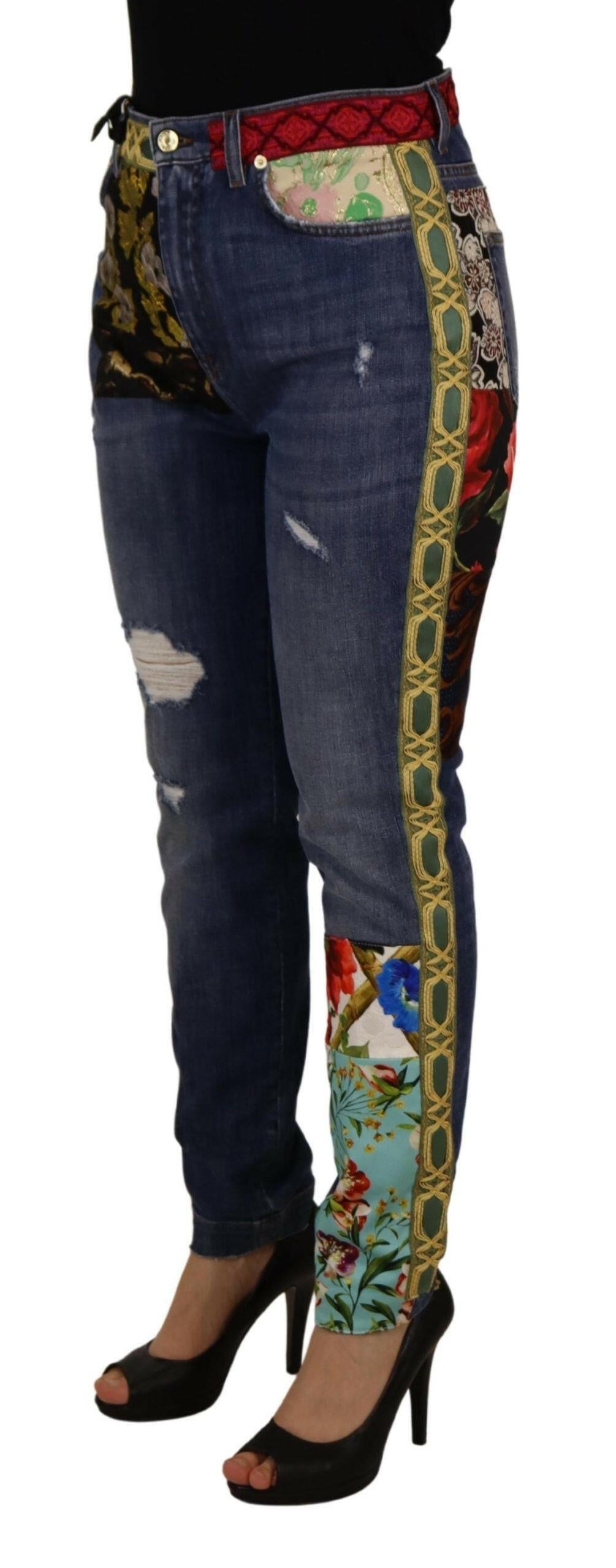 Dolce & Gabbana Blue Patchwork High Waist Denim Jeans -   -  Dolce & Gabbana. Dolce & Gabbana Blue Patchwork High Waist Denim Jeans -   -  Dolce & Gabbana.