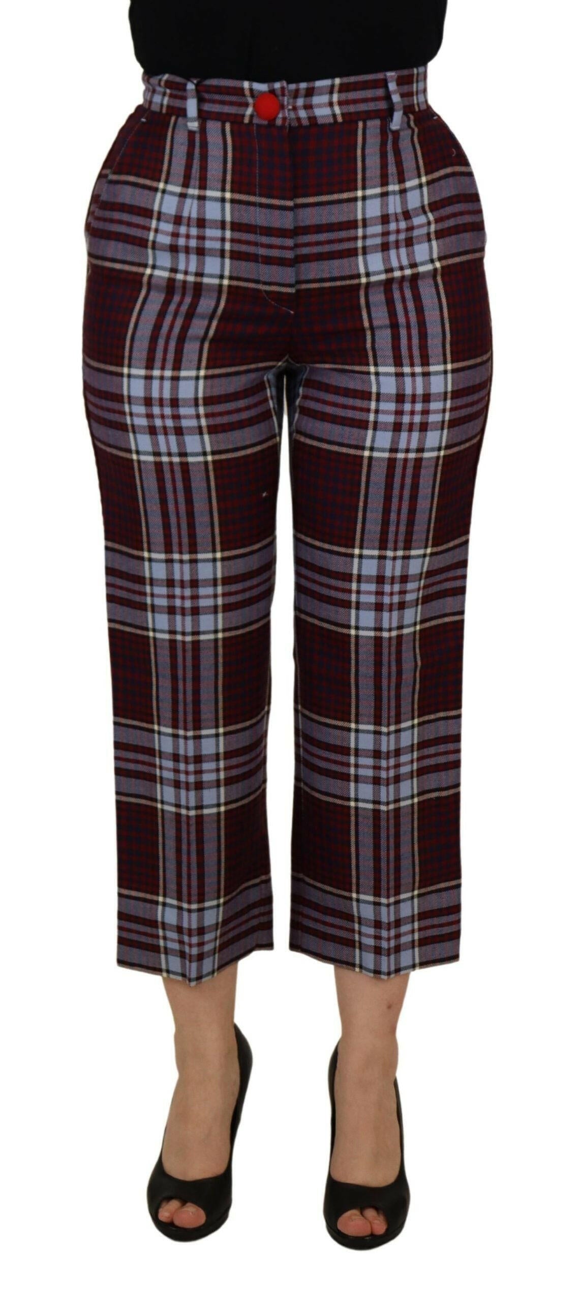 Dolce & Gabbana Gray Checked High Waist Cropped Trouser Pants -   -  Dolce & Gabbana.