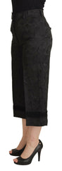 Dolce & Gabbana Black Brocade Cropped High Waist Pants -   -  Dolce & Gabbana.