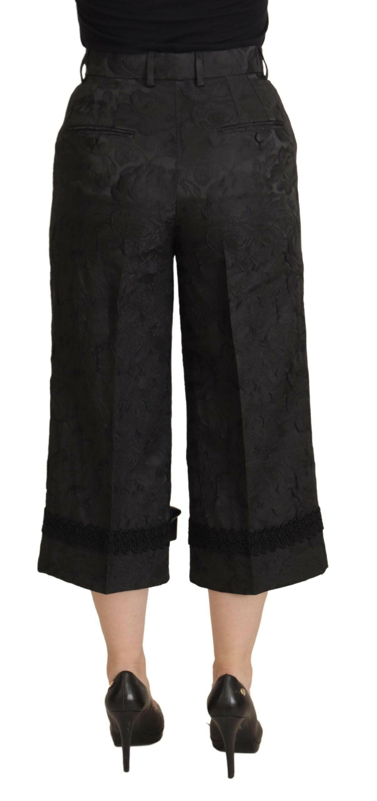 Dolce & Gabbana Black Brocade Cropped High Waist Pants -   -  Dolce & Gabbana. Dolce & Gabbana Black Brocade Cropped High Waist Pants -   -  Dolce & Gabbana.