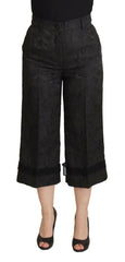 Dolce & Gabbana Black Brocade Cropped High Waist Pants -   -  Dolce & Gabbana.