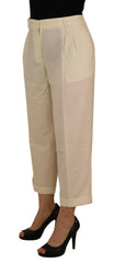 Dolce & Gabbana Ivory High Waist Cropped Folded Hem Trousers Pants -   -  Dolce & Gabbana.