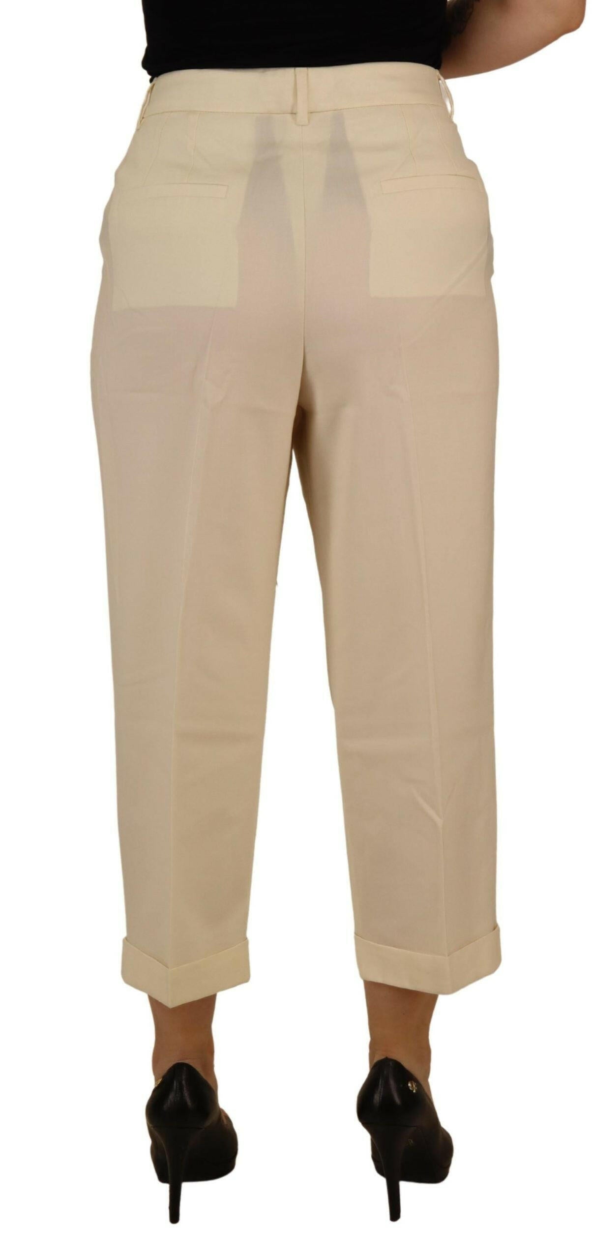 Dolce & Gabbana Ivory High Waist Cropped Folded Hem Trousers Pants -   -  Dolce & Gabbana. Dolce & Gabbana Ivory High Waist Cropped Folded Hem Trousers Pants -   -  Dolce & Gabbana.