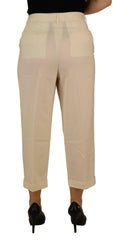 Dolce & Gabbana Ivory High Waist Cropped Folded Hem Trousers Pants -   -  Dolce & Gabbana.