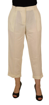 Dolce & Gabbana Ivory High Waist Cropped Folded Hem Trousers Pants -   -  Dolce & Gabbana.