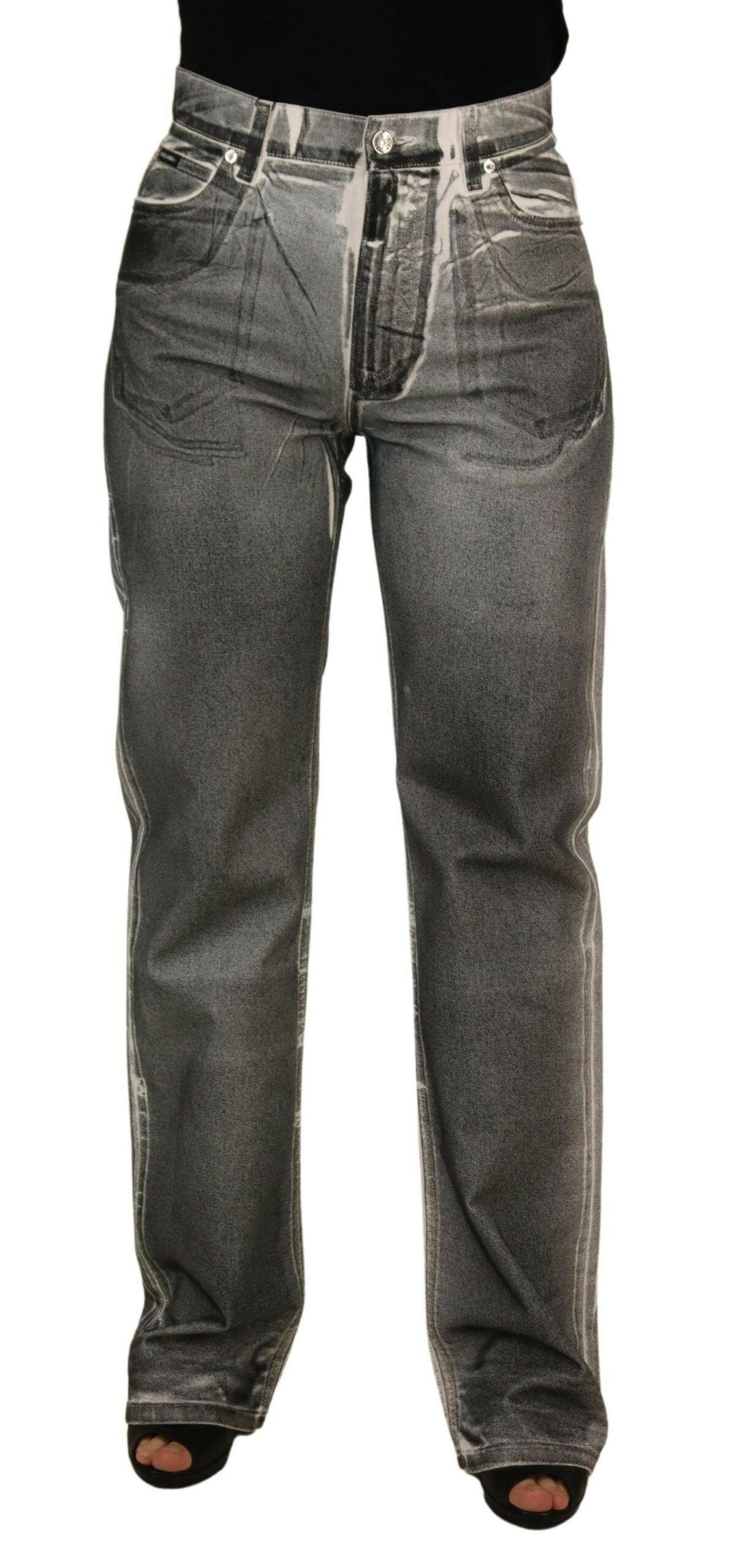 Dolce & Gabbana Grey Washed High Waist Denim Pants Cotton Jeans -   -  Dolce & Gabbana.