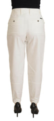 Dolce & Gabbana White High Waist Tapered Women Cotton Pants -   -  Dolce & Gabbana.