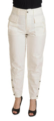Dolce & Gabbana White High Waist Tapered Women Cotton Pants -   -  Dolce & Gabbana.