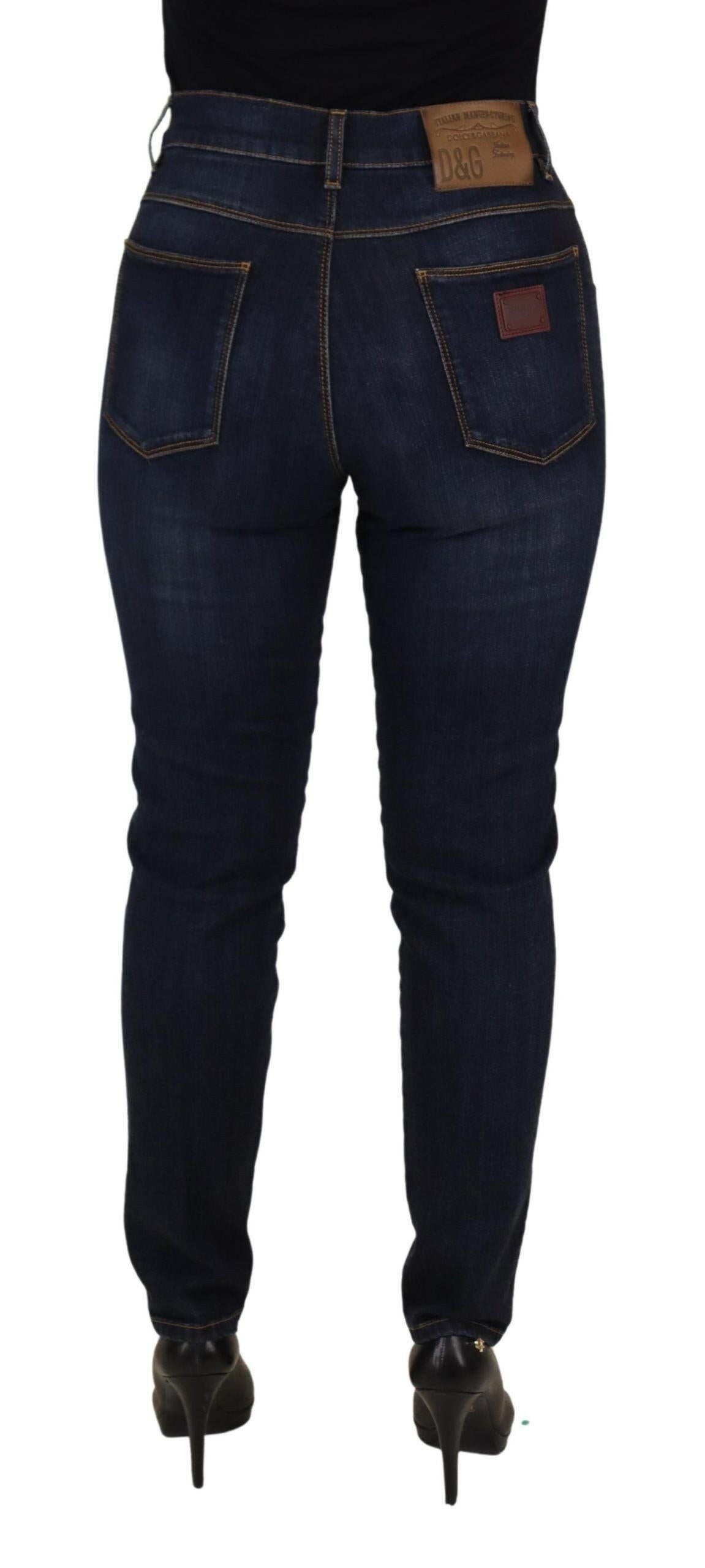 Dolce & Gabbana Blue Cotton High Waist Skinny Denim Jeans -   -  Dolce & Gabbana. Dolce & Gabbana Blue Cotton High Waist Skinny Denim Jeans -   -  Dolce & Gabbana.