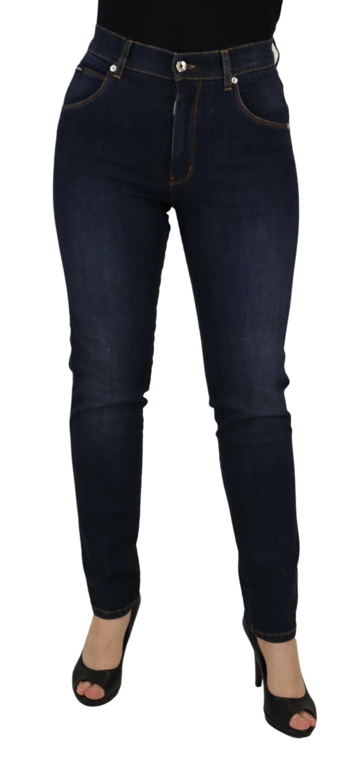 Dolce & Gabbana Blue Cotton High Waist Skinny Denim Jeans -   -  Dolce & Gabbana.