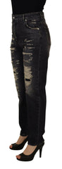 Dolce & Gabbana Black Washed Tattered High Waist Denim Jeans -   -  Dolce & Gabbana.