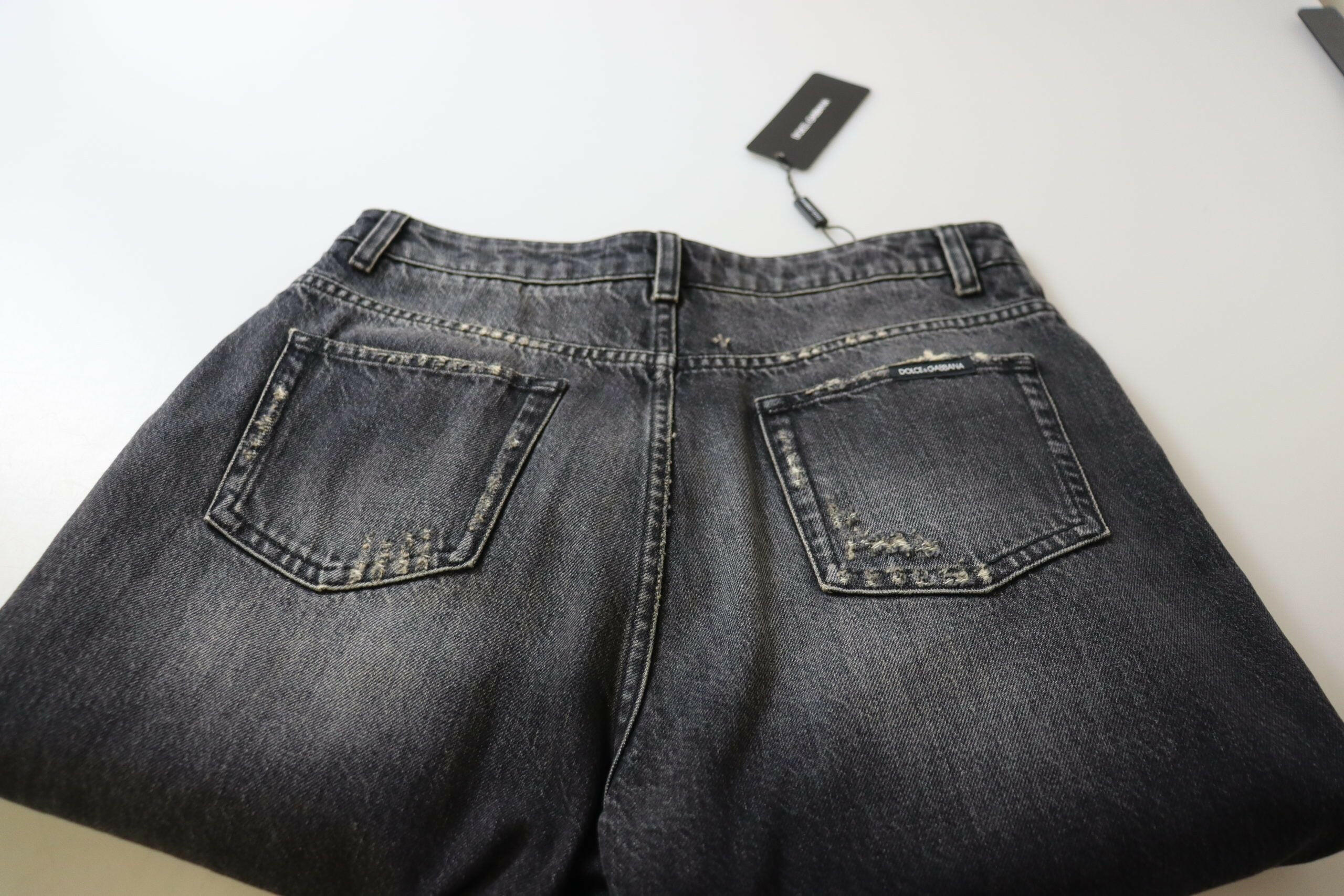 Dolce & Gabbana Black Washed Tattered High Waist Denim Jeans -   -  Dolce & Gabbana. Dolce & Gabbana Black Washed Tattered High Waist Denim Jeans -   -  Dolce & Gabbana.