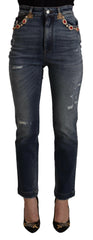 Dolce & Gabbana Blue Denim Crystal Embellished Pants Jeans -   -  Dolce & Gabbana.
