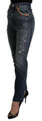 Dolce & Gabbana Blue Denim Crystal Embellished Pants Jeans -   -  Dolce & Gabbana.