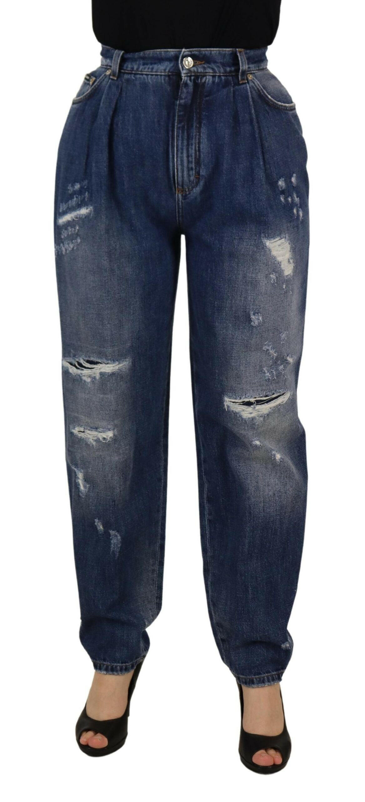 Dolce & Gabbana Blue Washed High Waist Loose Fit Pants -   -  Dolce & Gabbana.