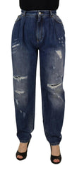 Dolce & Gabbana Blue Washed High Waist Loose Fit Pants -   -  Dolce & Gabbana.