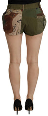 Dolce & Gabbana Green High Waist Hot Pants Cotton Army Shorts -   -  Dolce & Gabbana.