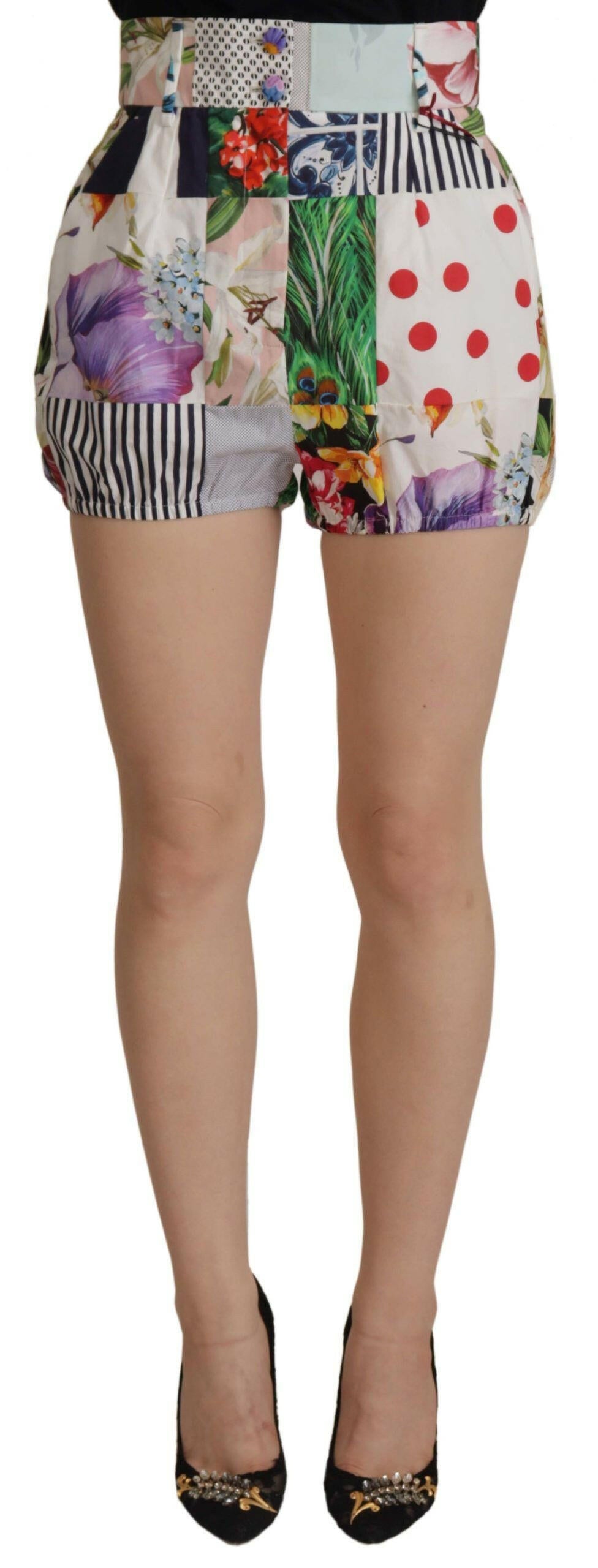 Dolce & Gabbana Multicolor Patchwork High Waist Cotton Shorts -   -  Dolce & Gabbana.