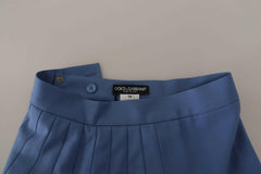 Dolce & Gabbana Blue Embellished Pleated Mini Skirt Wool - - Dolce & Gabbana.