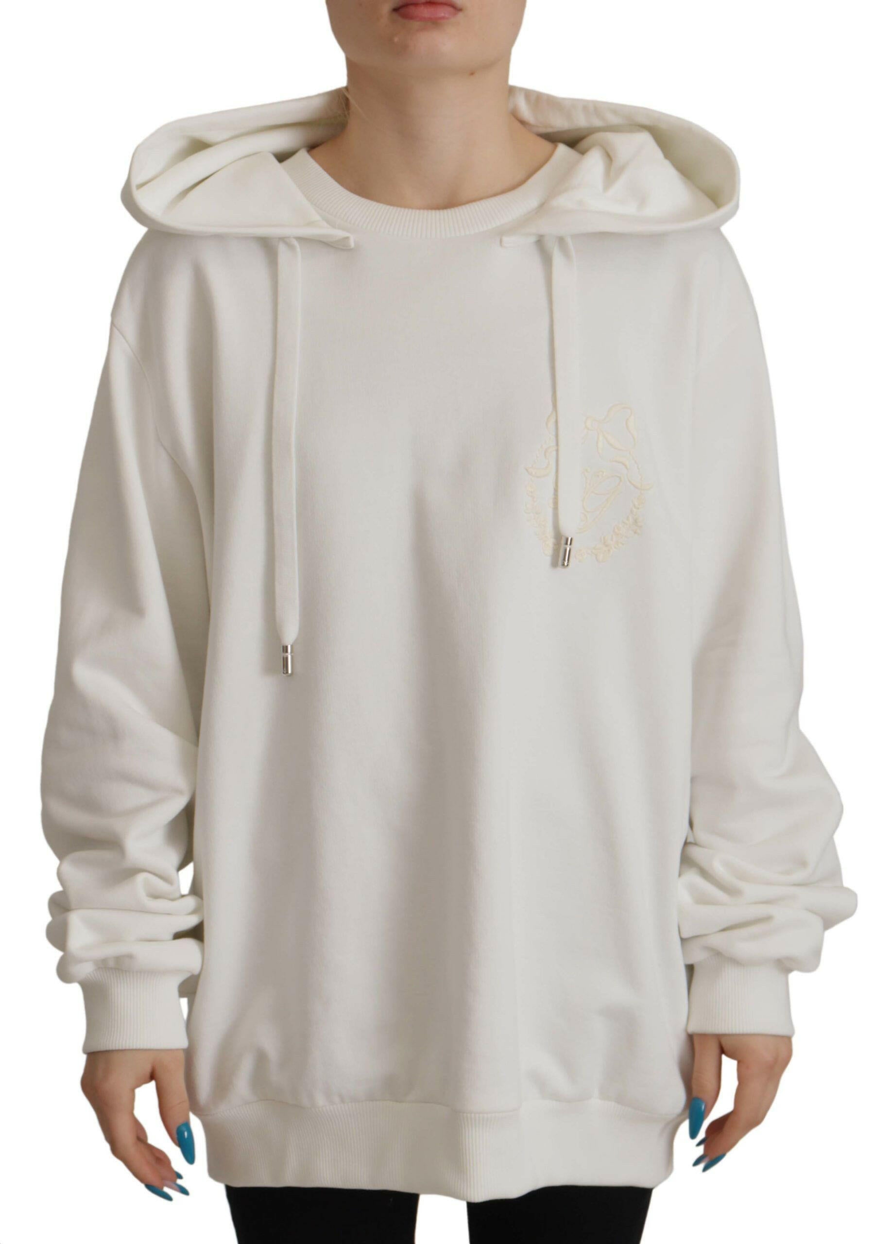 Dolce & Gabbana White Hoodie Pullover Embroidered Sweater -   -  Dolce & Gabbana.