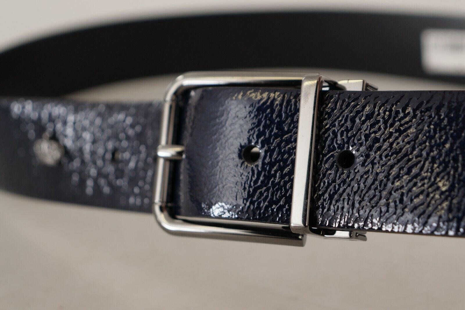 Dolce & Gabbana Blue Patent Leather Vernice Silver Logo Buckle Belt -   -  Dolce & Gabbana. Dolce & Gabbana Blue Patent Leather Vernice Silver Logo Buckle Belt -   -  Dolce & Gabbana.
