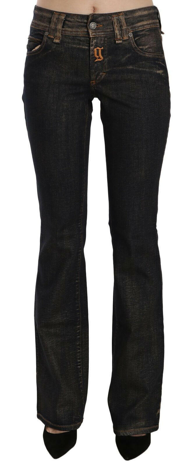 John Galliano Black Washed Mid Waist Flared Denim Pants Cotton -   -  John Galliano.