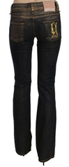 John Galliano Black Washed Mid Waist Flared Denim Pants Cotton -   -  John Galliano.