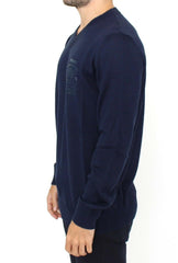 Ermanno Scervino Blue Wool Blend V-neck Pullover Sweater -   -  Ermanno Scervino.