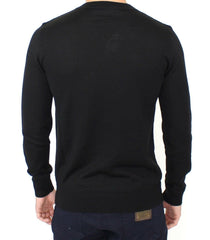 Ermanno Scervino Black Wool Blend V-neck Pullover Sweater -   -  Ermanno Scervino.