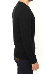 Ermanno Scervino Black Wool Blend V-neck Pullover Sweater -   -  Ermanno Scervino.