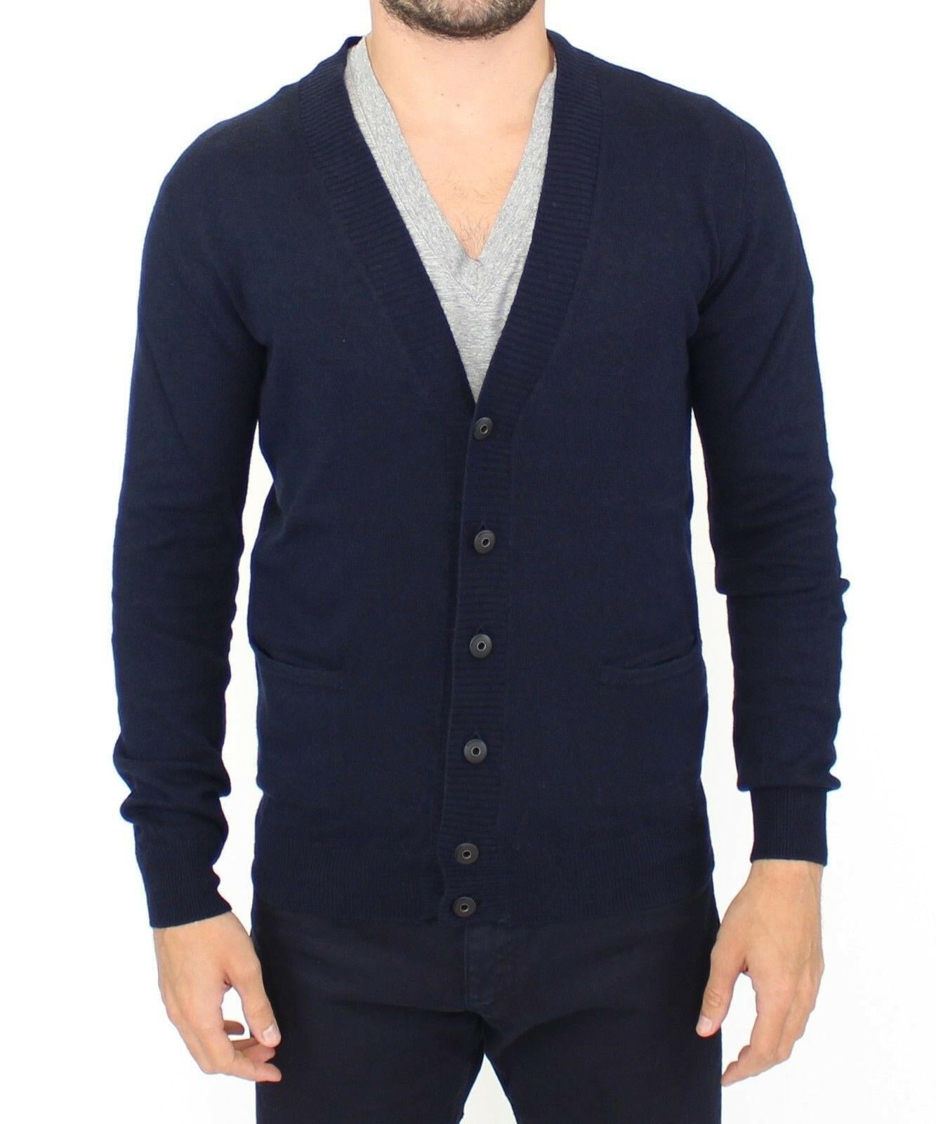 Ermanno Scervino Blue Wool Cashmere Cardigan Pullover Sweater -   -  Ermanno Scervino.