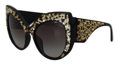 Dolce & Gabbana Black Gold Sequin Butterfly Polarized DG4326 Sunglasses -  Jewellery, Women -  Dolce & Gabbana.
