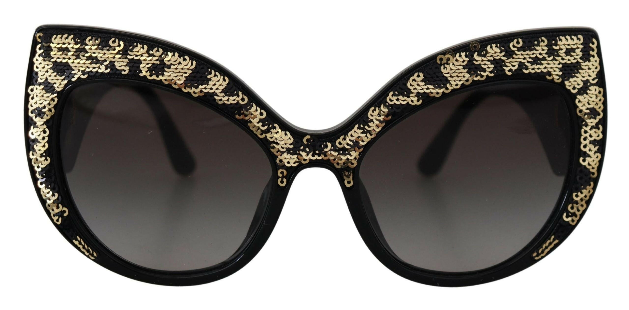Dolce & Gabbana Black Gold Sequin Butterfly Polarized DG4326 Sunglasses -  Jewellery, Women -  Dolce & Gabbana.