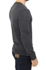 Ermanno Scervino Gray Wool Blend V-neck Pullover Sweater -   -  Ermanno Scervino.