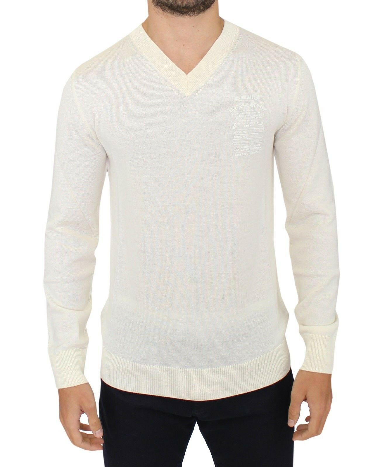 Ermanno Scervino Off White Wool Blend V-neck Pullover Sweater -   -  Ermanno Scervino.