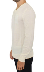 Ermanno Scervino Off White Wool Blend V-neck Pullover Sweater -   -  Ermanno Scervino.
