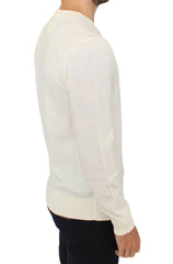 Ermanno Scervino Off White Wool Blend V-neck Pullover Sweater -   -  Ermanno Scervino.