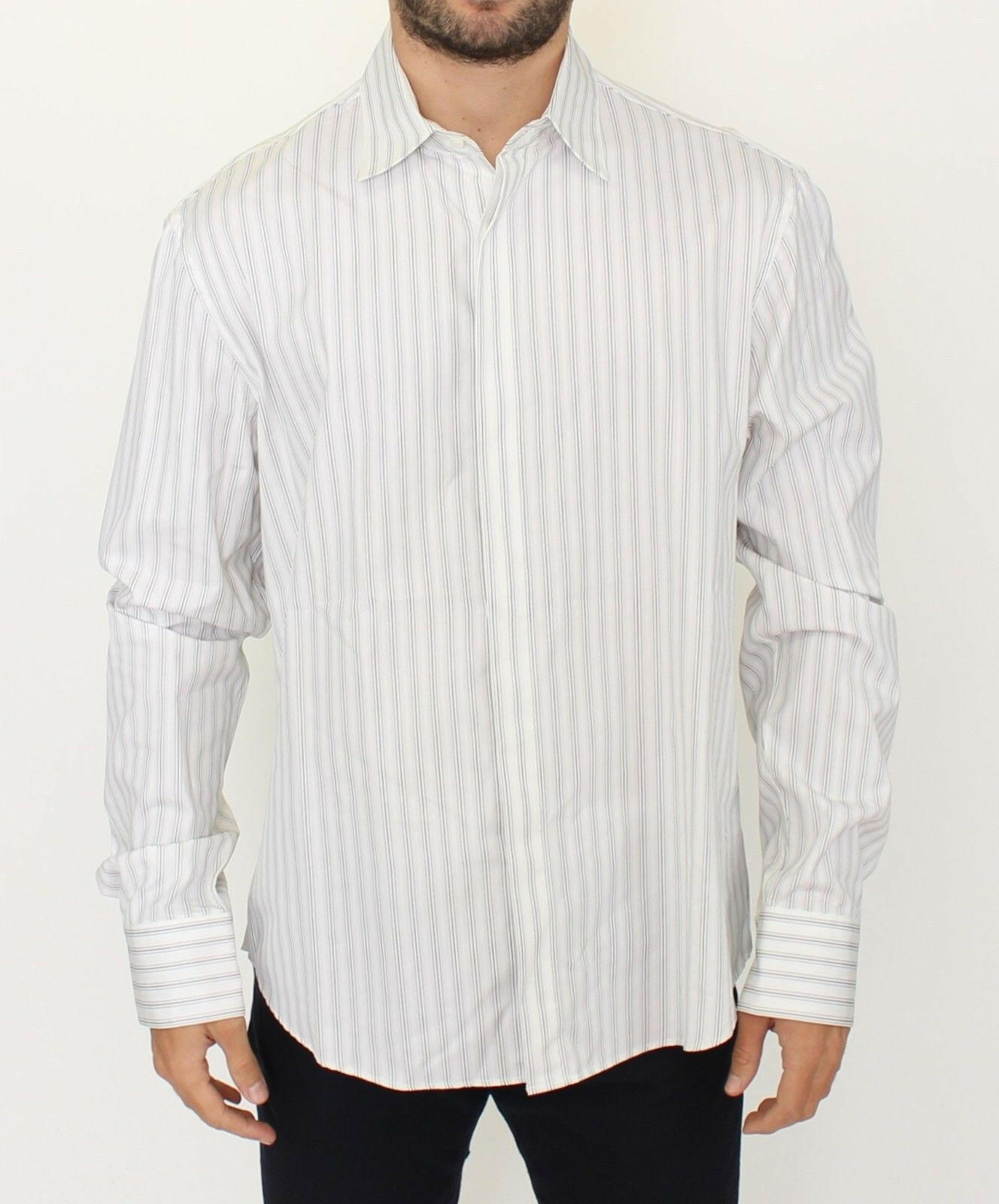 Ermanno Scervino White Black Striped Regular Fit Casual Shirt -   -  Ermanno Scervino.