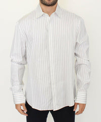 Ermanno Scervino White Black Striped Regular Fit Casual Shirt -   -  Ermanno Scervino.
